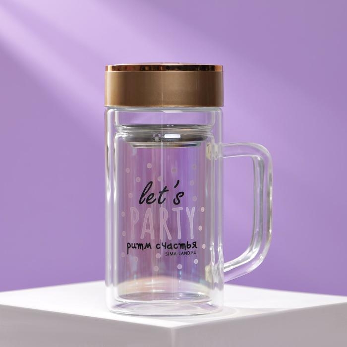 Термокружка стеклянная &laquo;Ритм счастья&raquo;, 350 мл