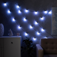 Умная гирлянда &laquo;Нить&raquo; 6 м с насадками &laquo;Звёздочки&raquo;, IP20, тёмная нить, 20 LED, свечение RGB, USB