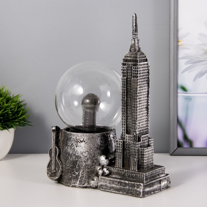 Плазменный шар Плазменный шар "Эмпайер стейт" серый 14х8х20 см RISALUX