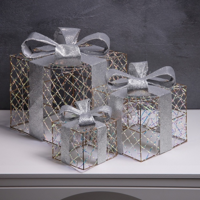 Светодиодная фигура «Подарки» 20х15х10 см, 35 LED, батарейки АAх2 (не в комплекте), свечение теплое белое Светодиодная фигура «Подарки» 20х15х10 см, 35 LED, батарейки АAх2 (не в комплекте), свечение теплое белое