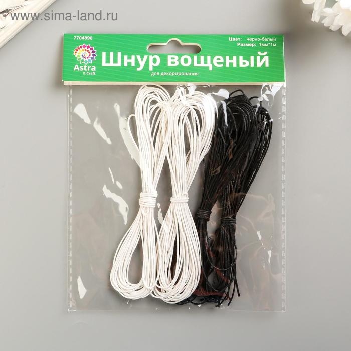 Шнур для декорирования Шнур для декорирования "Астра" вощеный, 1 мм х 1 м, набор 20 шт (черно-белый)
