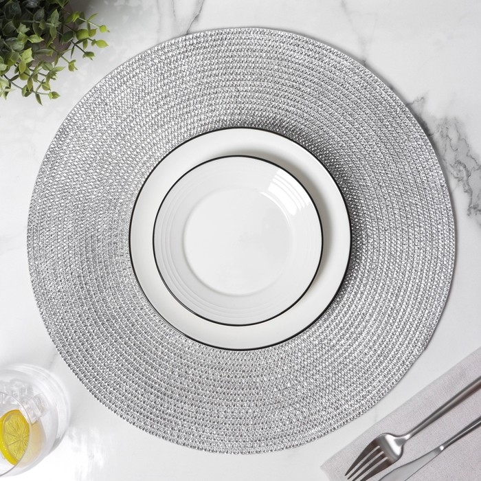 Салфетка сервировочная на стол Magistro &laquo;Глори&raquo;, d=38 см, цвет серебро