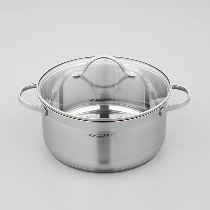 Кастрюля &laquo;Альта&raquo;, 5,2 л, d=24 см, капсульное дно, стеклянная крышка, индукция