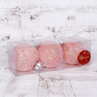 Набор шаров пластик d-8 см, 3 шт "Снежное царство" диско Набор шаров пластик d-8 см, 3 шт "Снежное царство" диско