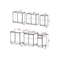 Кухонный гарнитур Стиль 2000, Дуб крафт золотой/Белый/Черный