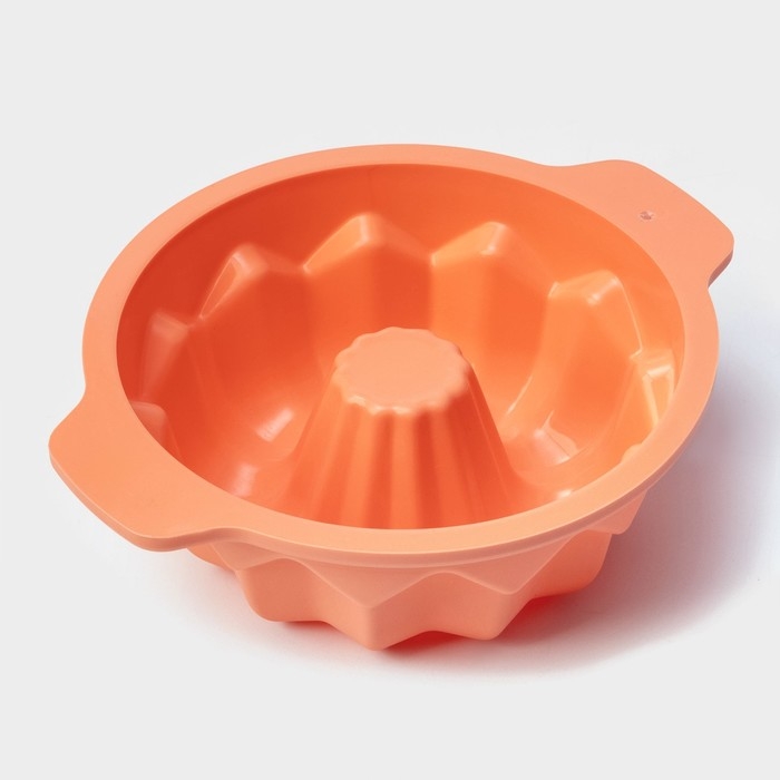 Форма для выпечки Доляна &laquo;Немецкий кекс&raquo;, силикон, 16&times;13,3 см, с ручками, цвет оранжевый