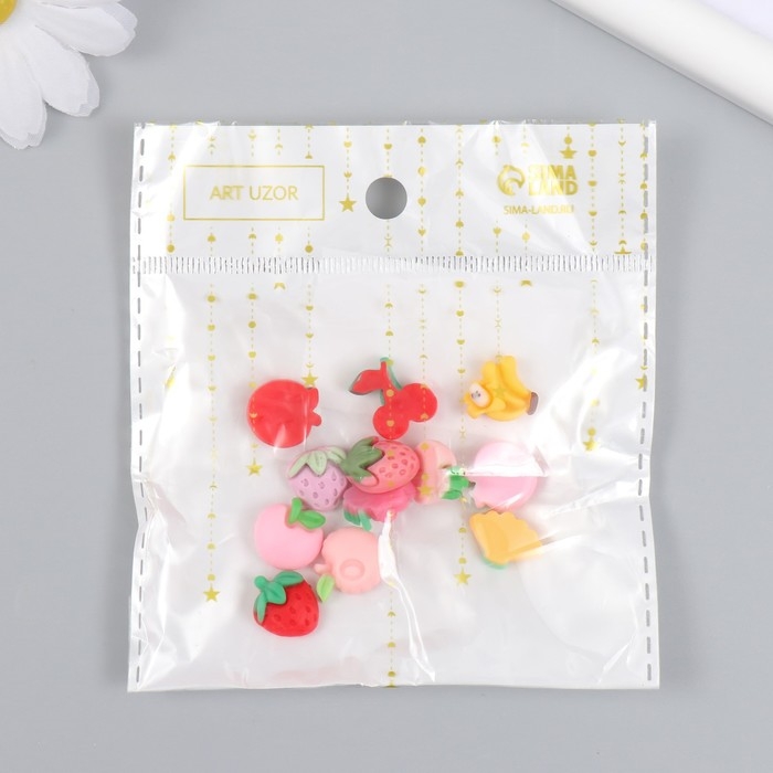 Декор для творчества пластик "Фруктово-ягодное ассорти" набор 12 шт 1,5х1,2 см