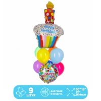 Набор шаров &laquo;Happy Birthday. Пироженка&raquo;, латекс, фольга, 9 шт.