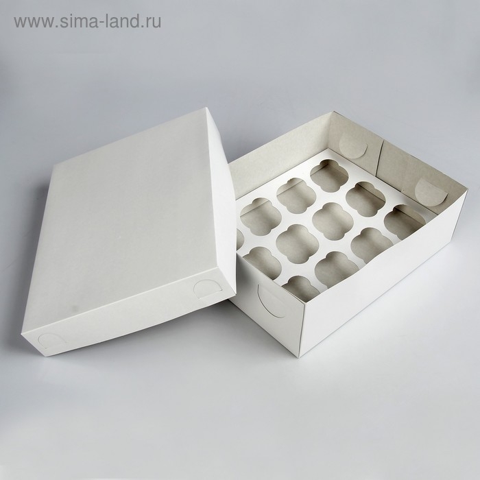 Упаковка на 12 капкейков, белая, 32,5 х 25,5 х 10 см