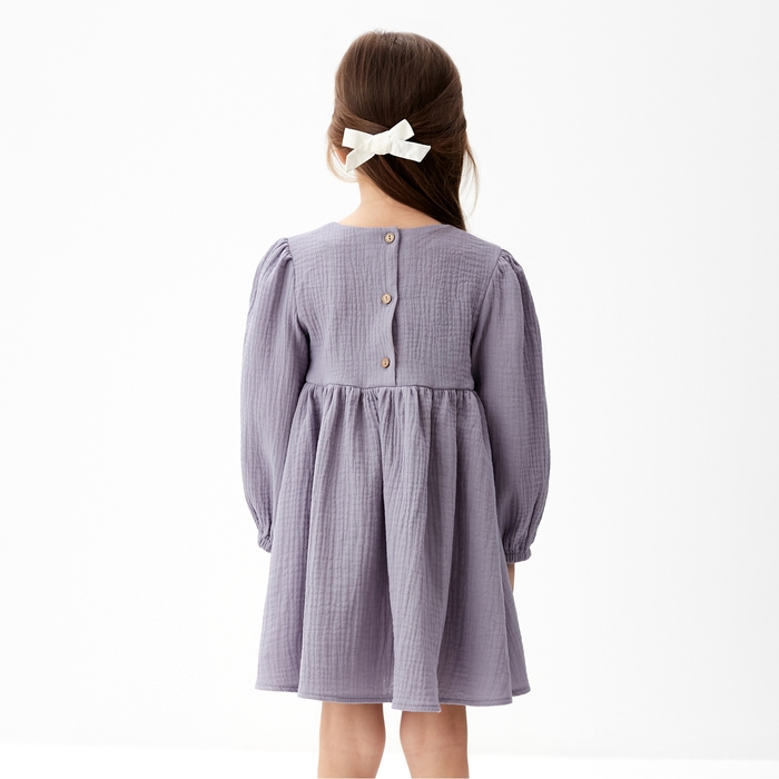 Платье детское с дл. рукавом KAFTAN "Муслин", р.32 (110-116 см), серый