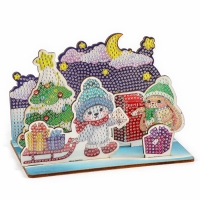 Алмазная мозаика на новый год для детей на фигурке, композиция &laquo;Новогодняя почта&raquo;, 10 х 10 см, новогодний набор для творчества