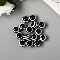 Бусины для творчества пластик "Чёрно-белый полосатый шарик" набор 15 шт 1,4х1,4х1,4 см   537373