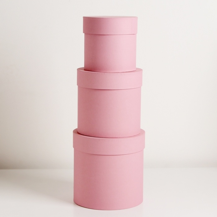 Набор шляпных коробок  3 в 1 "Пудра", 18 &times; 18 ‒13 &times; 13 см