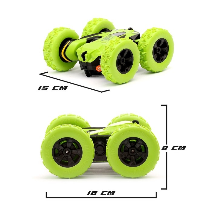 Машина-перевёртыш радиоуправляемая &laquo;Трюкач&raquo;, масштаб 1:28, с аккумулятором, цвет зелёный