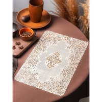 Салфетка ажурная для стола &laquo;Лютики&raquo;, 45&times;30 см , цвет бежево-коричневый