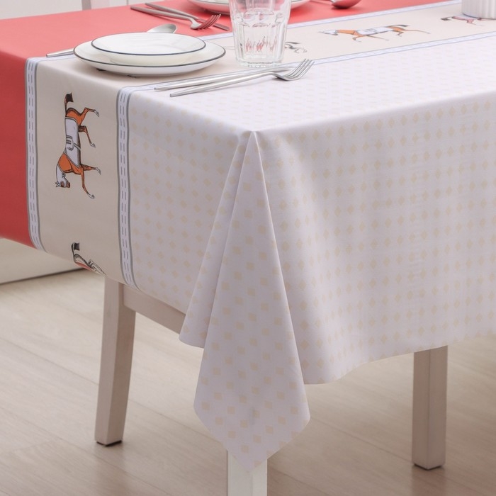 Клеёнка на стол &laquo;Скачки&raquo;, на тканевой основе, рулон 20 метров, ширина 137 см