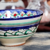 Пиала чайная Риштанская керамика "Узоры" большая, 11 см, микс Пиала чайная Риштанская керамика "Узоры" большая, 11 см, микс