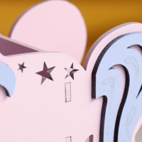 Кашпо деревянное 21.5×7×21 см уникальное "Единорог", розовый сиреневый Кашпо деревянное 21.5×7×21 см уникальное "Единорог", розовый сиреневый