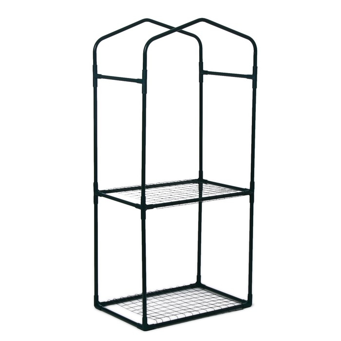 Парник-стеллаж, 2 полки (сетка), 125 &times; 59 &times; 39 см, металлический каркас d = 16 мм, чехол плёнка 80 мкм