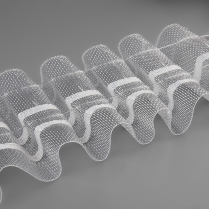 Шторная лента классическая, органза, 6 см, 50 &plusmn; 1 м, цвет прозрачный/белый