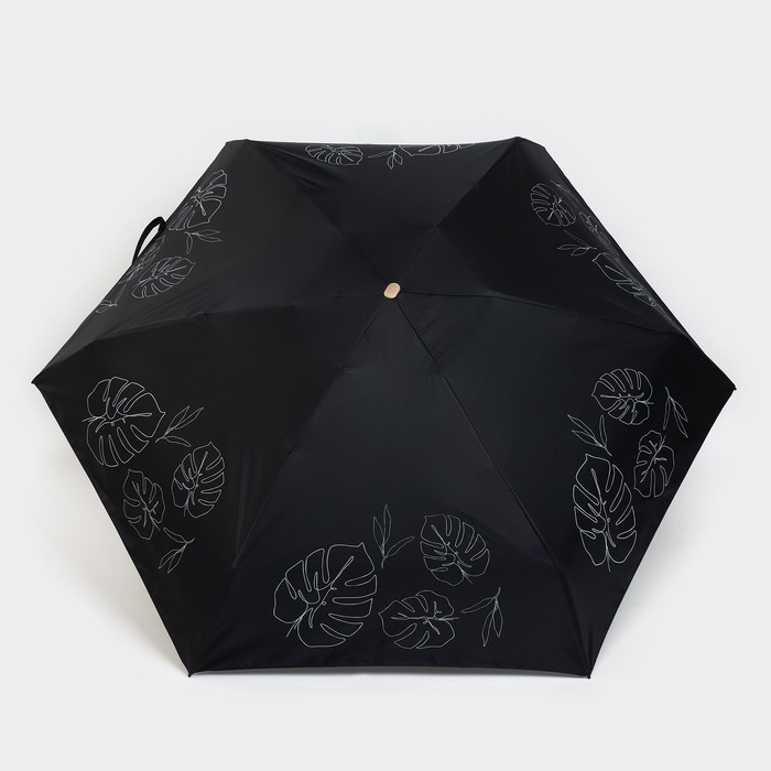 Зонт женский &laquo;Тропические листья&raquo;, 6 спиц, складывается в размер телефона.