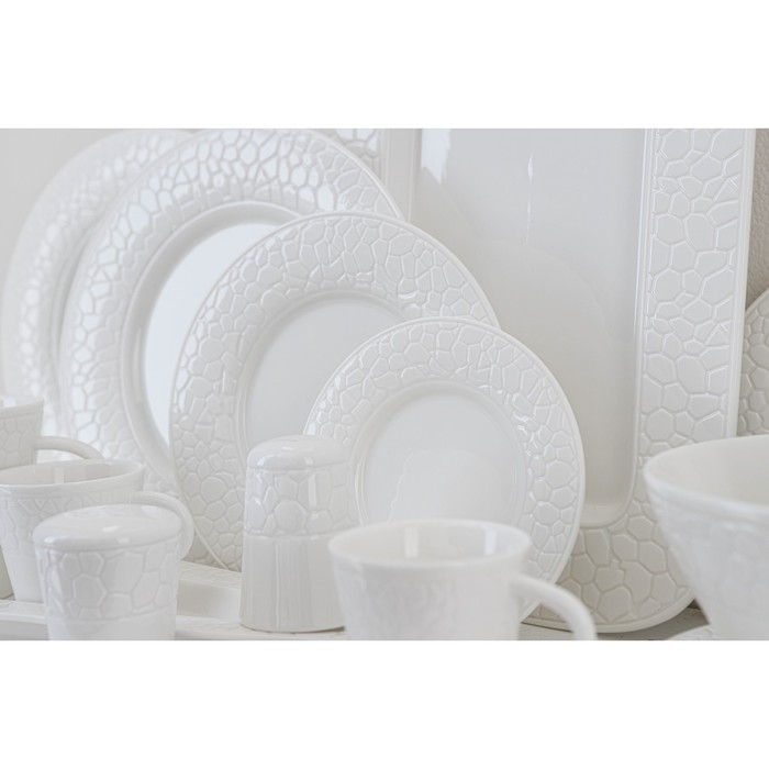 Чайная пара фарфоровая Magistro Rodos, 2 предмета: чашка 220 мл, блюдце d=15 см, цвет белый