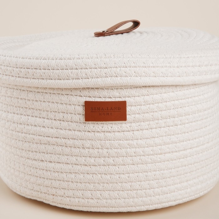 Корзина для хранения SL Home &laquo;Бэлл&raquo;, плетёная ручной работы, малая, 25&times;25&times;13,5 см, цвет белый