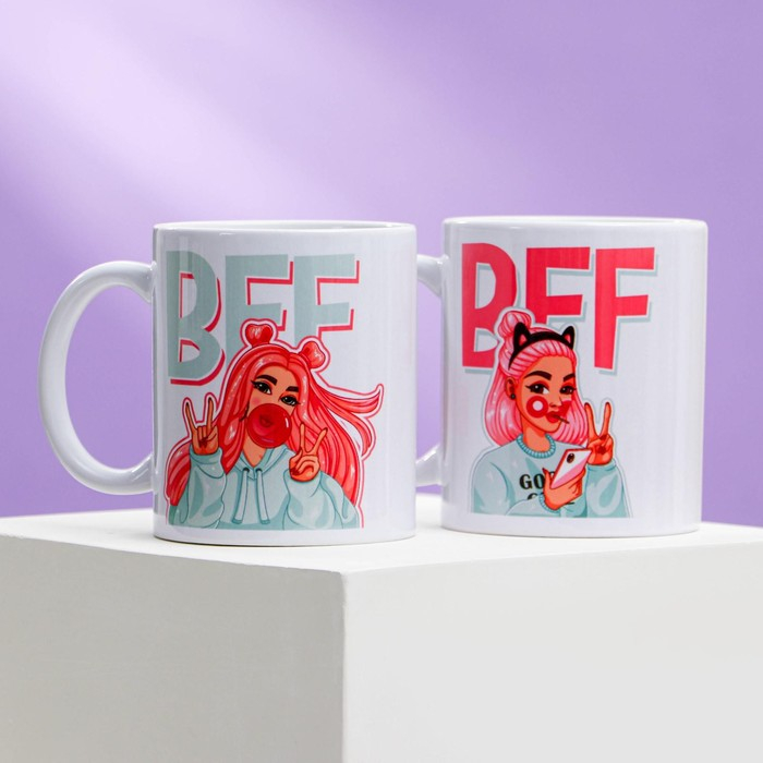 Подарочный набор кружек сублимация &laquo;Для лучших подруг&raquo;, 2 кружки 320 мл, с нанесением