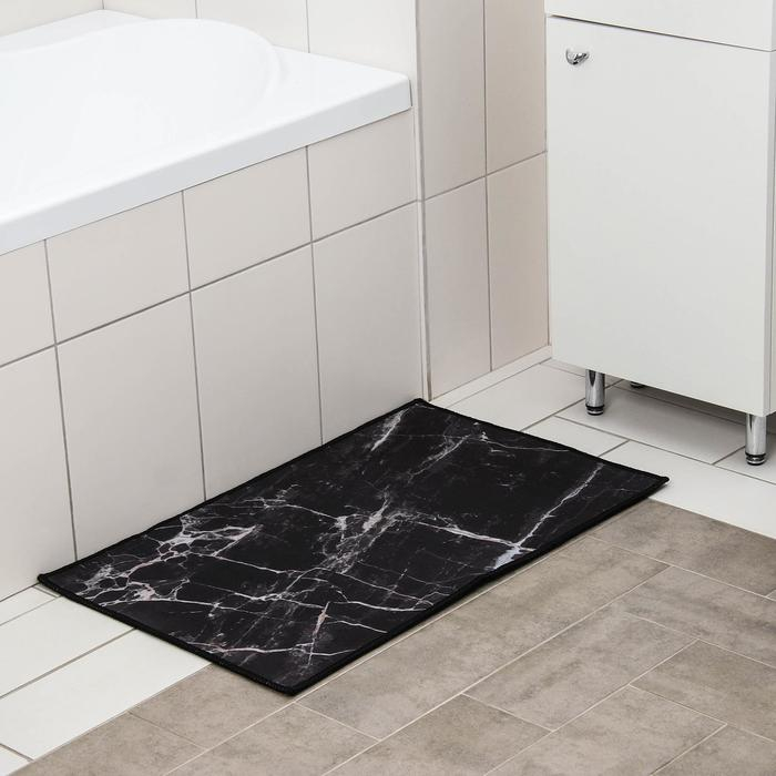 Коврик для дома Доляна «Мрамор», 50×80 см, цвет чёрный Коврик для дома Доляна «Мрамор», 50×80 см, цвет чёрный