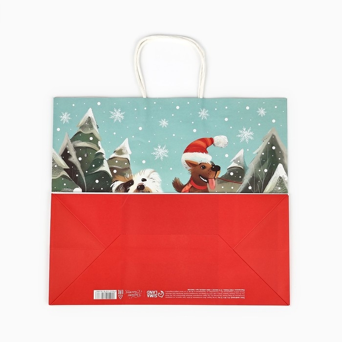 Пакет подарочный новогодний крафтовый &laquo;Сказочного нового года&raquo;, 28 х 15 х 32 см , Новый год