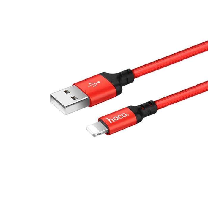 Кабель Hoco X14, Lightning - USB, 2.4 А, 1 м, быстрая зарядка, оплётка нейлон, красный Кабель Hoco X14, Lightning - USB, 2.4 А, 1 м, быстрая зарядка, оплётка нейлон, красный