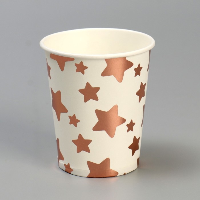 Стакан бумажный &laquo;Звёзды&raquo;, набор, 6 шт., цвет розовое золото