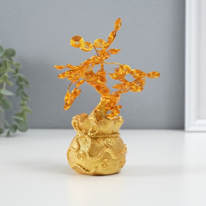 Сувенир полистоун, металл Сувенир полистоун, металл "Дерево жизни в мешке" 6х17х17 см