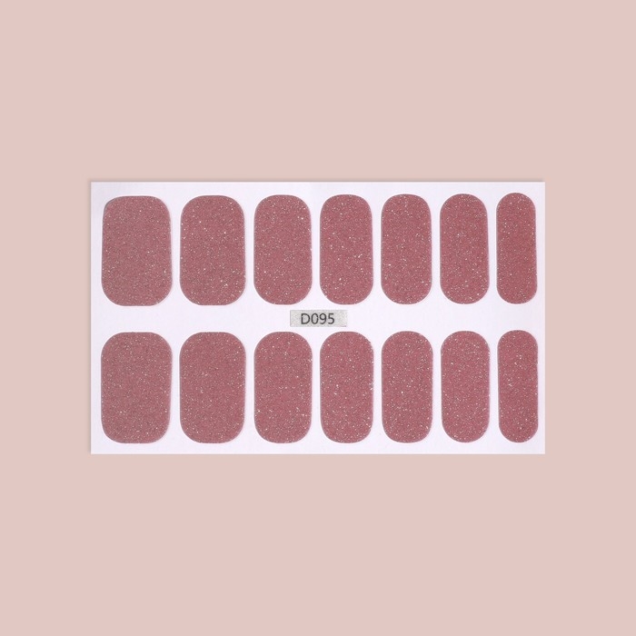 Плёнки для маникюра, 14 шт, с блёстками, цвет светло - розовый Плёнки для маникюра, 14 шт, с блёстками, цвет светло - розовый