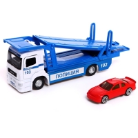 Машина металлическая KAMAZ «Автовоз полиция», 20см, подвижные детали, свет, звук Машина металлическая KAMAZ «Автовоз полиция», 20см, подвижные детали, свет, звук