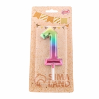 Свеча в торт "Акварель", цифра 1, 9 см, ГИГАНТ Свеча в торт "Акварель", цифра 1, 9 см, ГИГАНТ