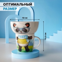 Набор детской посуды из керамики Доляна «Панда», 2 предмета: кружка 230 мл, миска 400 мл, цвет белый Набор детской посуды из керамики Доляна «Панда», 2 предмета: кружка 230 мл, миска 400 мл, цвет белый
