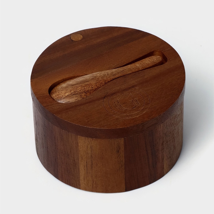 Банка для специй с ложкой, 10&times;6 см, акация
