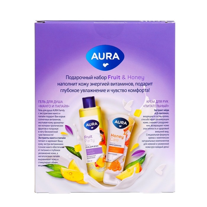Подарочный набор косметики AURA Подарочный набор косметики AURA " Манго и папайя": гель для душа, 250 мл + крем для рук, 75 мл