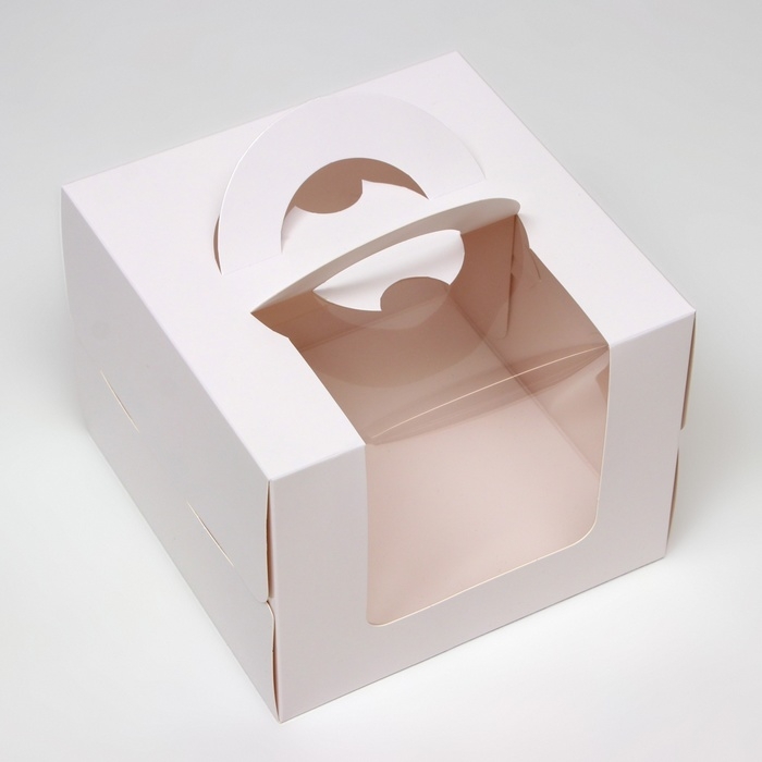 Коробка под бенто-торт с окном, белая, 18 х 18 х 14 см Коробка под бенто-торт с окном, белая, 18 х 18 х 14 см