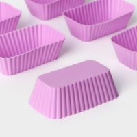 Набор форм для выпечки Доляна &laquo;Риб. Прямоугольник&raquo;, силикон, 8&times;4,5&times;2,5 см, 6 шт, цвет сиреневый