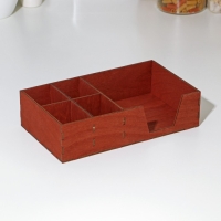 Салфетница деревянная Доляна, с отделениями для специй, 13,5&times;23,5&times;6 см, цвет мокко
