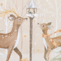 Новогодний комплект штор для кухни с подхватами "Christmas forest" 145х180см-2 шт, габардин