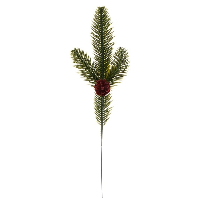 Декор &laquo;Веточка ели с шишкой&raquo;, набор 4 шт., размер 1 шт. &mdash; 28 см