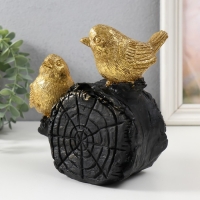 Сувенир полистоун "Две золотые птички на бревнышке" 18х9х17 см