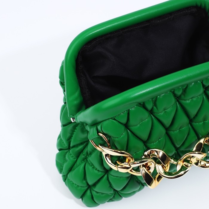 Сумка-клатч на фермуаре, цвет зелёный