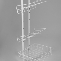 Стойка прикассовая для снэков с 4-штыревой гребёнкой, с 4 крючками, 1 корзина, 45&times;46&times;180 см, цвет белый