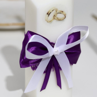 Набор свечей "Кружевной с бантиком"фиолетовый:домашний очаг 6,8х15см,родительские 1,8х17,5см Набор свечей "Кружевной с бантиком"фиолетовый:домашний очаг 6,8х15см,родительские 1,8х17,5см