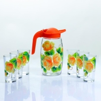 Набор для сока "Розалия", художественная роспись, 6 стаканов, 1250/200 мл, МИКС Набор для сока "Розалия", художественная роспись, 6 стаканов, 1250/200 мл, МИКС