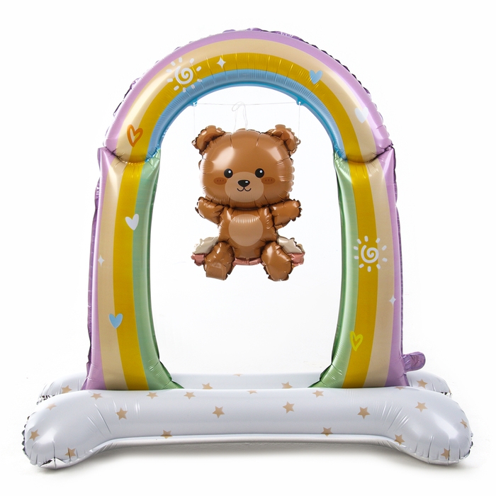 Шар фольгированный 44 Шар фольгированный 44" «Медвежонок на качелях», на подставке, под воздух